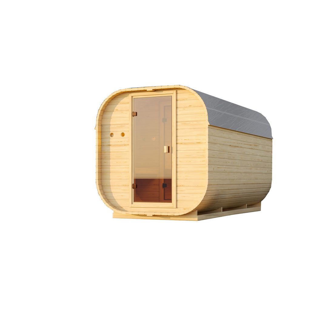 Karibu Saunahaus Würfelsaunahaus Louisa 3 inkl. Saunaofen 9kW integr. Strg.