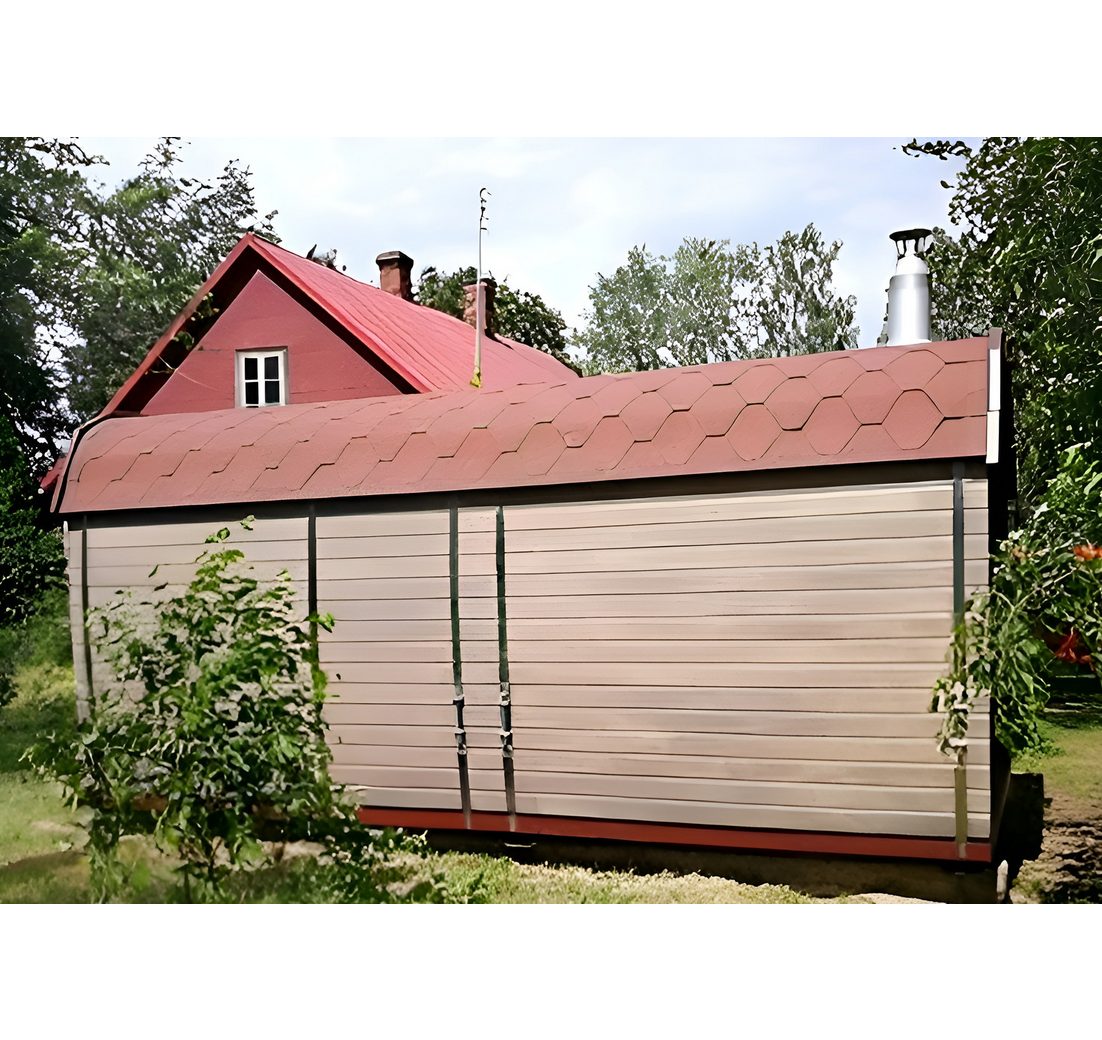 JVmoebel Saunahaus Holzsauna aus Naturholz in Braun mit großzügigem Innenraum