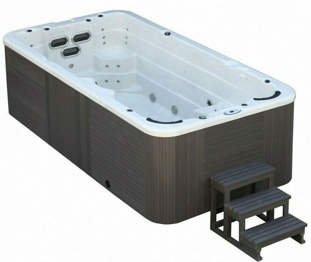 DEKO VERTRIEB BAYERN Whirlpool XXXL Luxus Led Swim Spa 445x230 cm Whirlpool Gegenstromanlage Outdoor