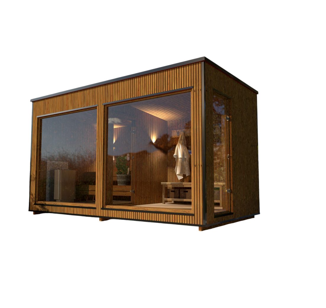 JVmoebel Saunahaus Kotasuna Trockensauna aus Holz in Braun für den Garten