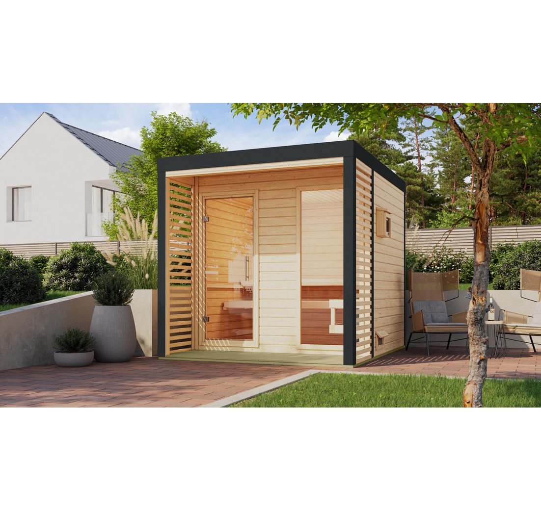 Karibu Saunahaus »Adrian 2« naturbelassen/anthrazit