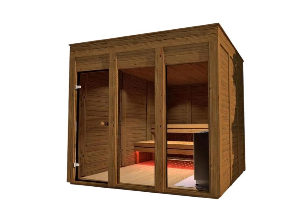 JVmoebel Saunahaus Holzsauna für den Garten in Braun - Trockensauna für Wellness