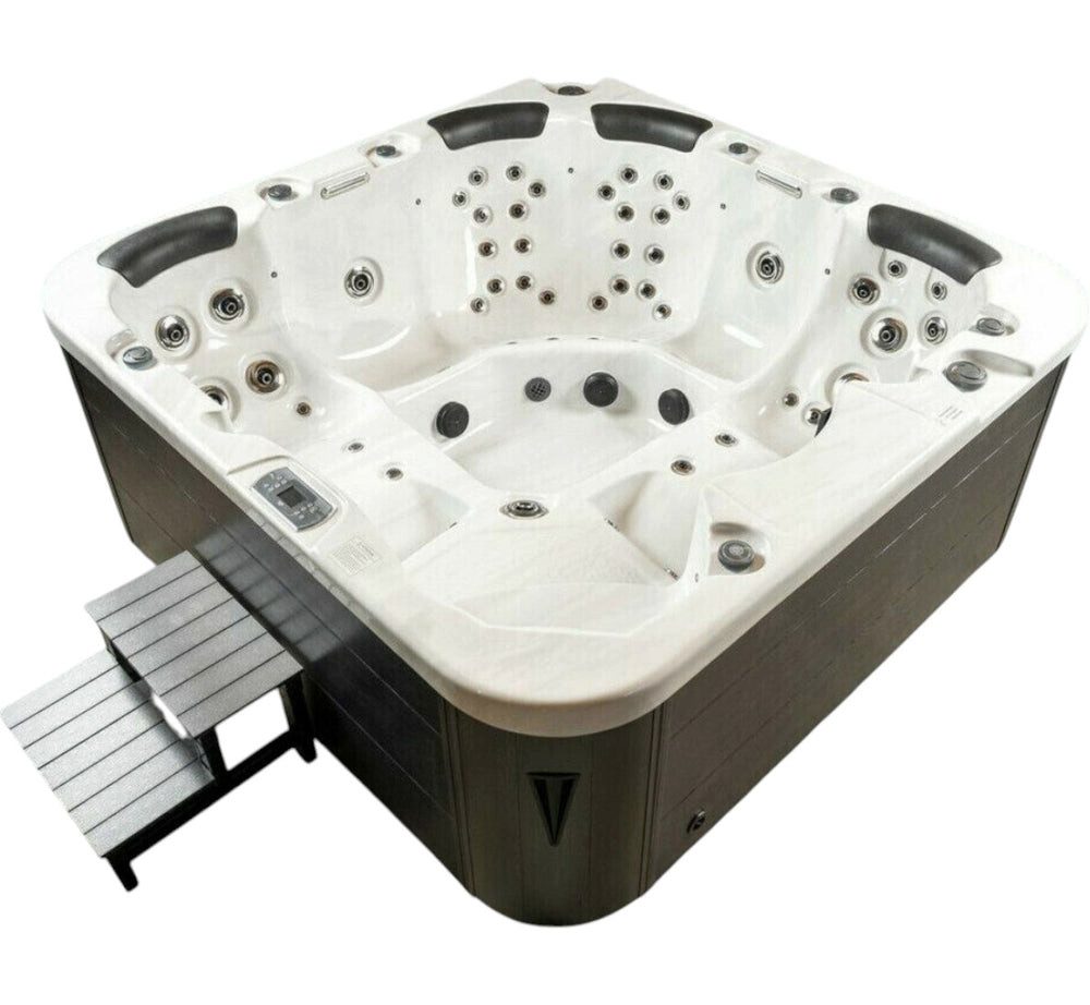 DEKO VERTRIEB BAYERN Whirlpool XXL Luxus SPA LED Whirlpool SET 230x230 Farblicht Outdoor+Indoor Pool