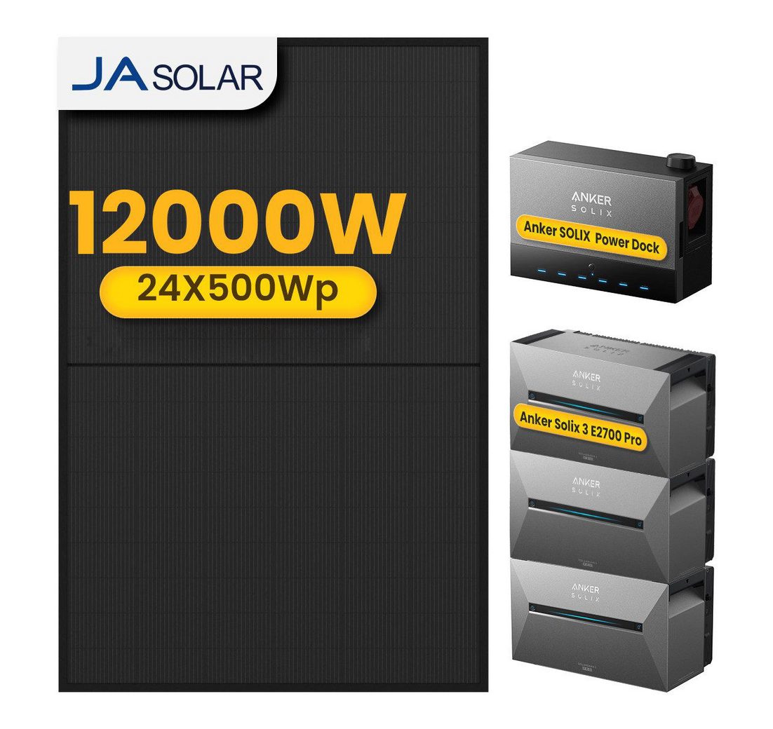 Anker Balkonkraftwerk 12000W Anker SOLIX Solarbank Power Dock mit 3*Solarbank 3 Pro Speicher
