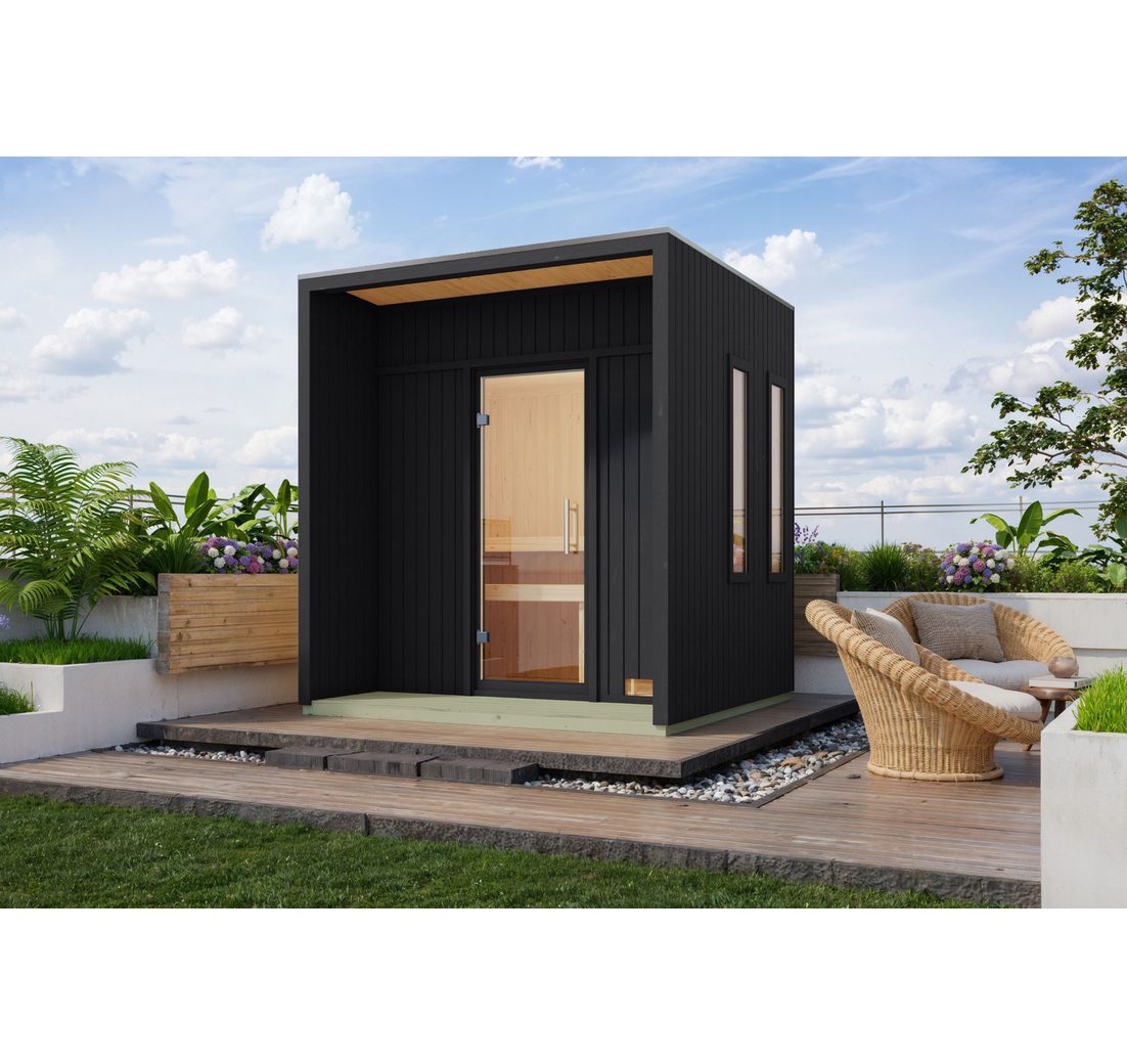 Karibu Saunahaus "Arcodia" schwarz