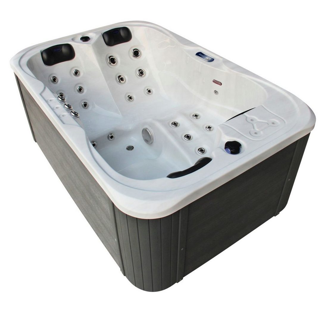 TroniTechnik Whirlpool Outdoor Whirlpool Tino Spa Weiß/Silber Marmoriert 195x127x75