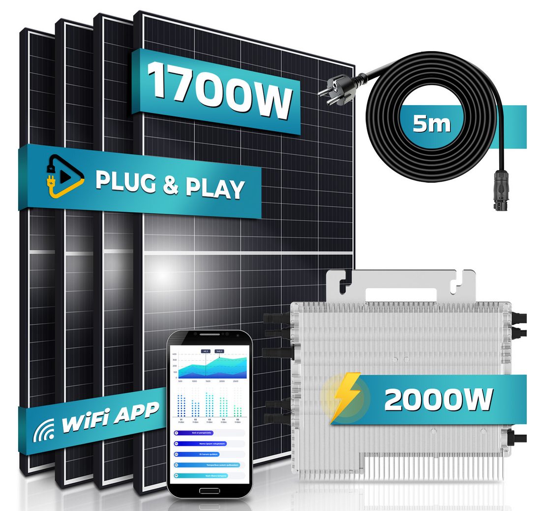 (mit Deye Micro- Wechselrichter SUN-M200G4-EU-Q0 und 5m Anschlusskabel