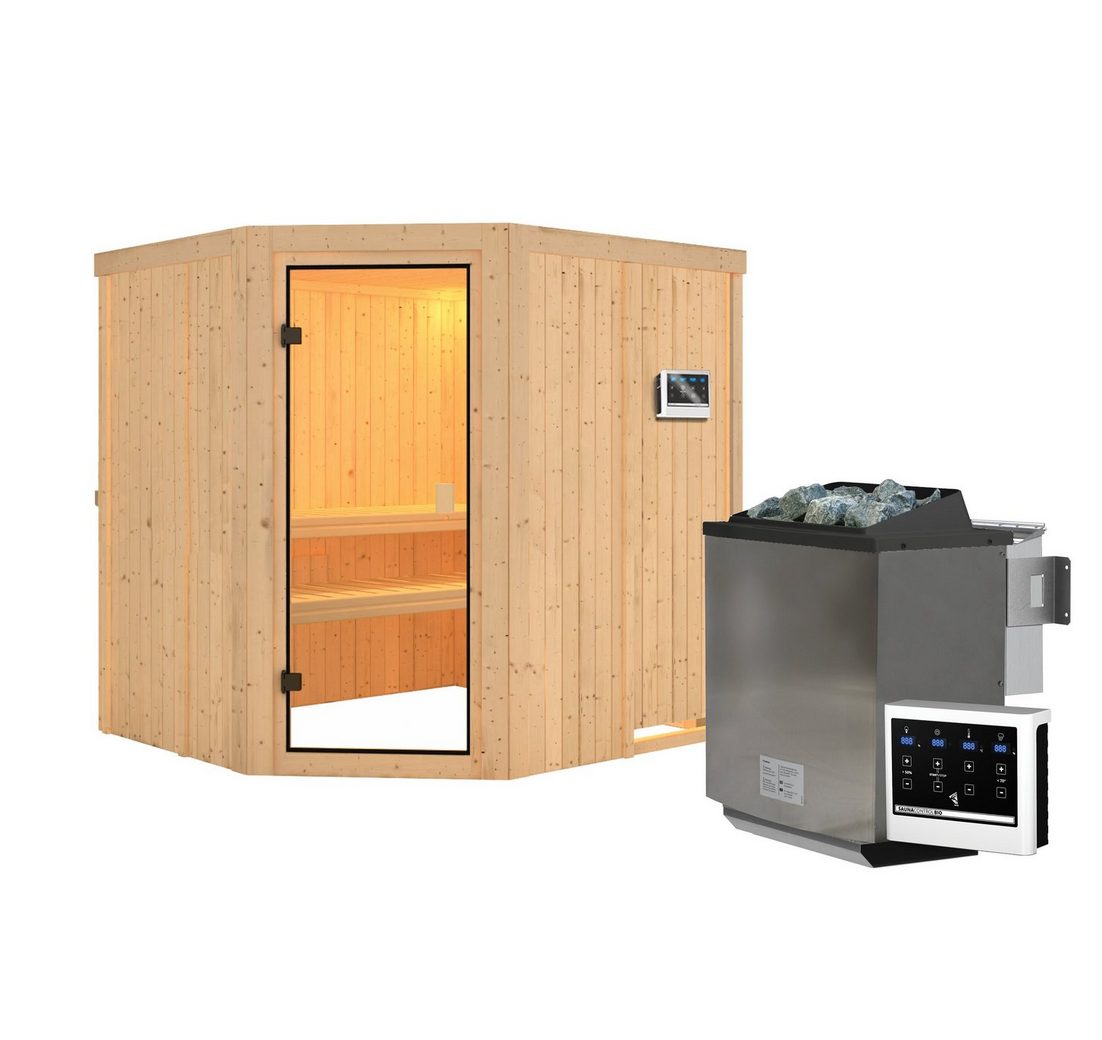 Karibu Saunahaus Innensauna Ella mit 9kW Bio Ofen und Steuergerät Easy