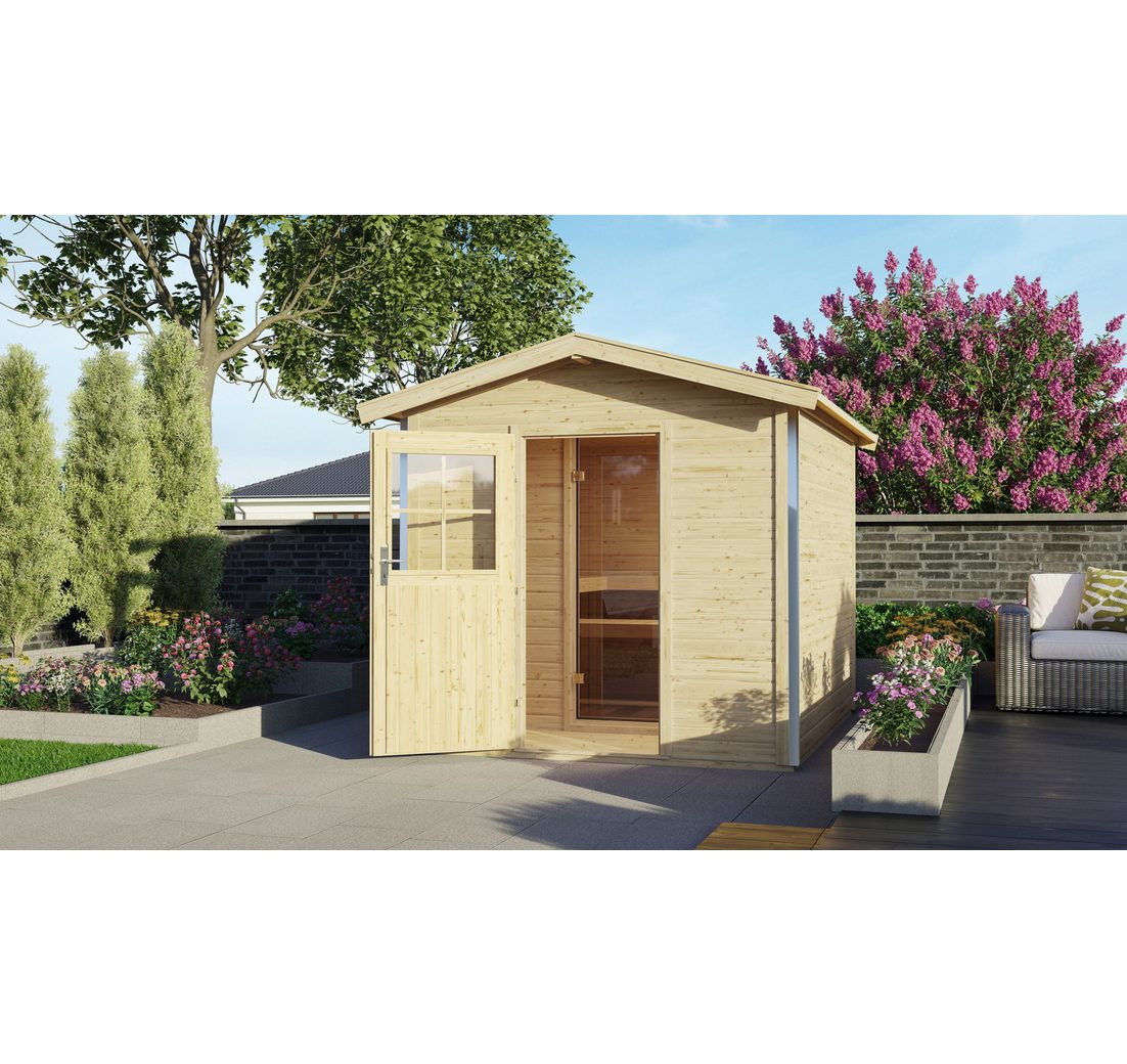 Karibu Saunahaus »Bosse 1« mit Vorraum und klassischer Tür