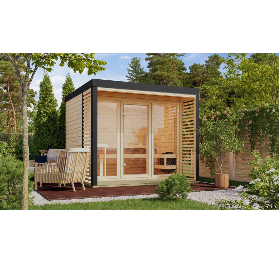 Karibu Saunahaus »Adrian 3« naturbelassen/anthrazit