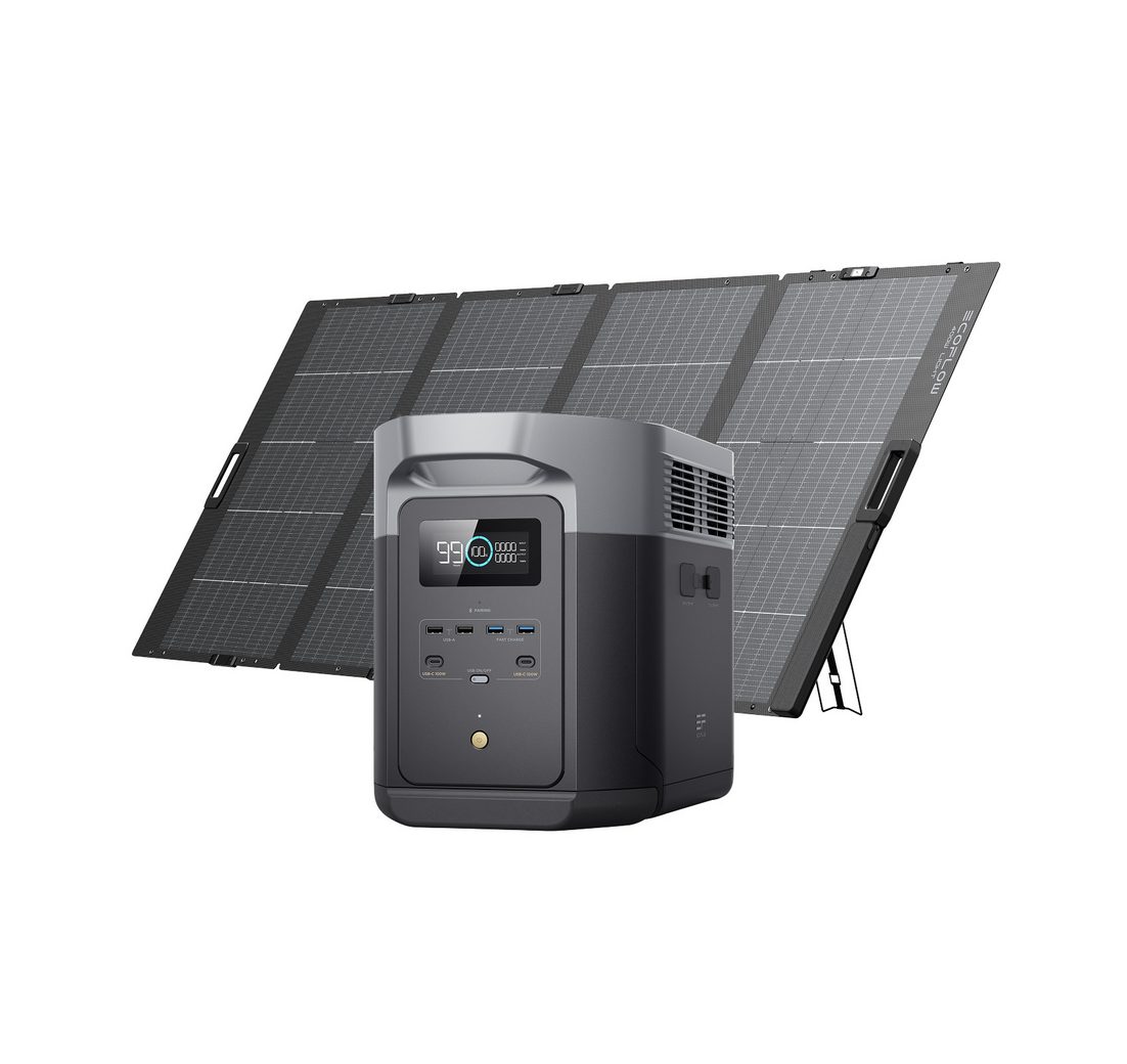 Ecoflow EcoFlow DELTA 2 Max tragbare Powerstation 2048Wh mit 400W Solarpanel Powerstation EcoFlow DELTA 2 Max mit 400 W Solarpanel EcoFlow DELTA 2 Max Powerstation mit 400 W Solarpanel 640000 mAh