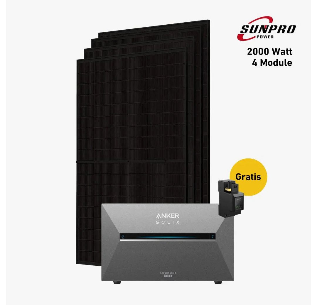 Balkonstrom Balkonkraftwerk 2000W mit Speicher