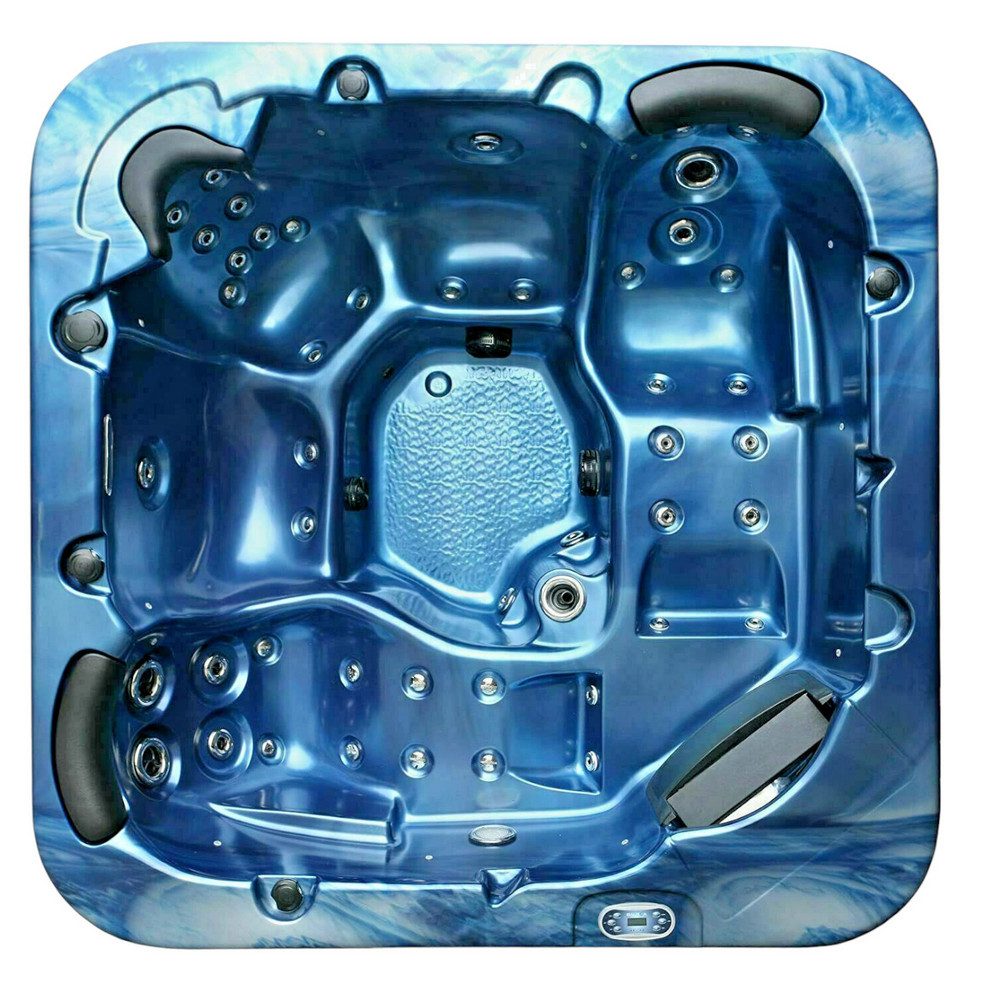DEKO VERTRIEB BAYERN Whirlpool XXL Luxus SPA LED Whirlpool SET 215x215 Farblicht Outdoor+Indoor Pool