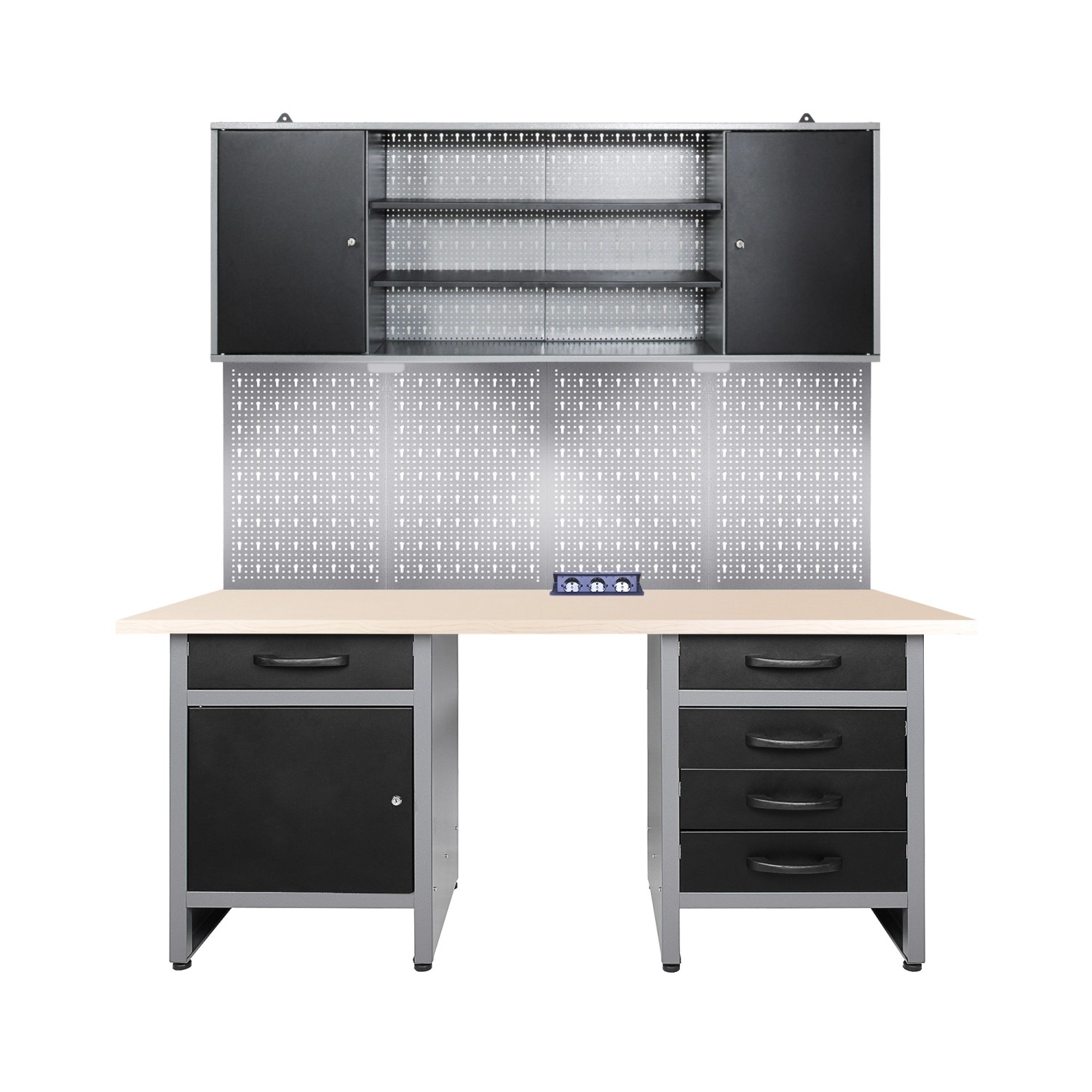 Ondis24 Werkstatt Set Entdecker 160 cm Sitzraum LED Steckdosenleiste Werkstatteinrichtung Werkbank