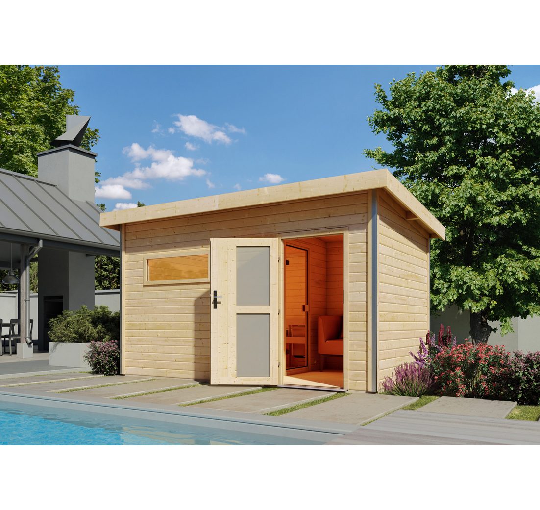 Karibu Saunahaus »Simon 3« mit Milchglastür