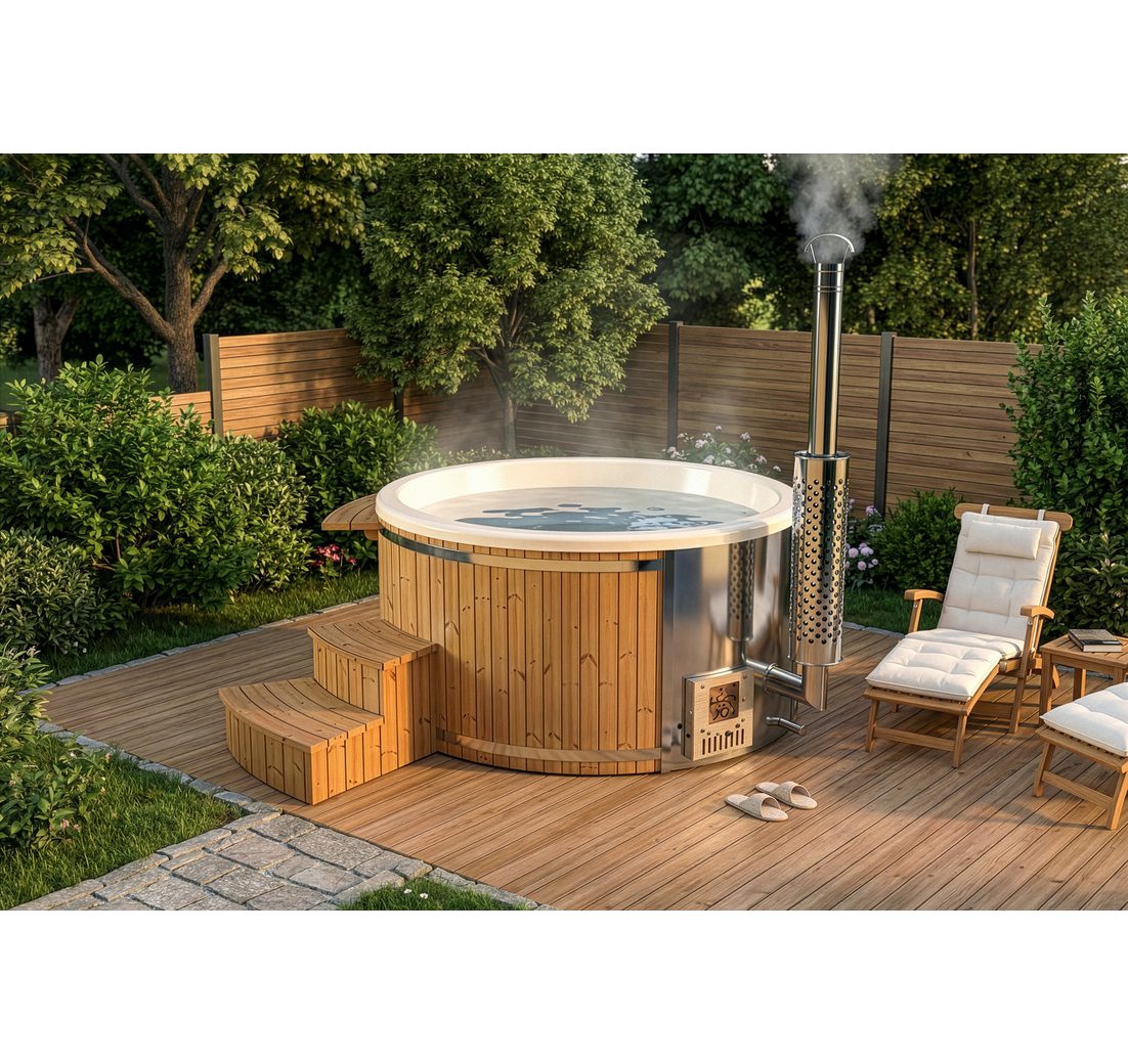 FinnTherm Whirlpool Badefass Holz Stockholm