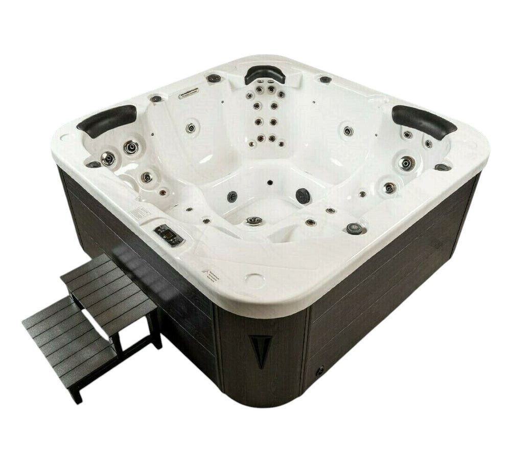 DEKO VERTRIEB BAYERN Whirlpool XXL Luxus SPA LED Whirlpool SET 215x215 Farblicht Outdoor+Indoor Pool