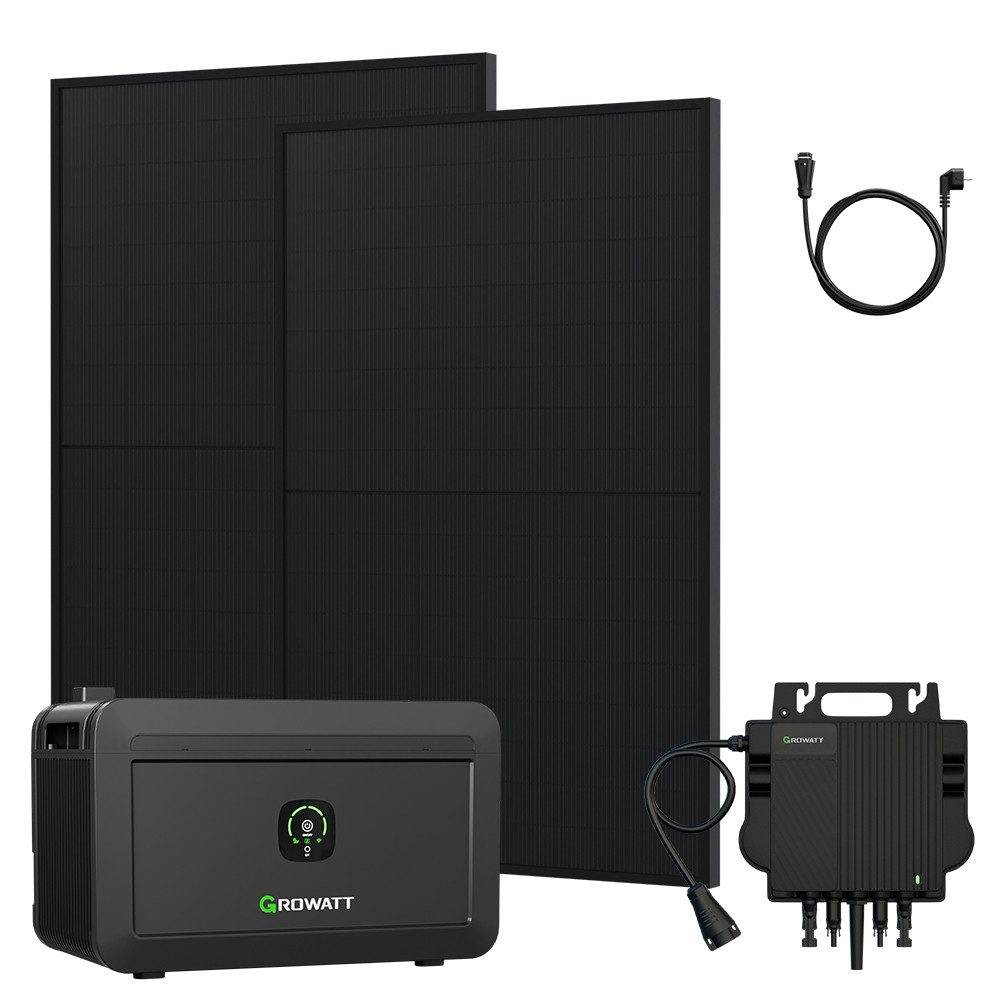 Growatt Balkonkraftwerk 900W Growatt NOAH 2000 Speicher mit 800W Wechselrichter