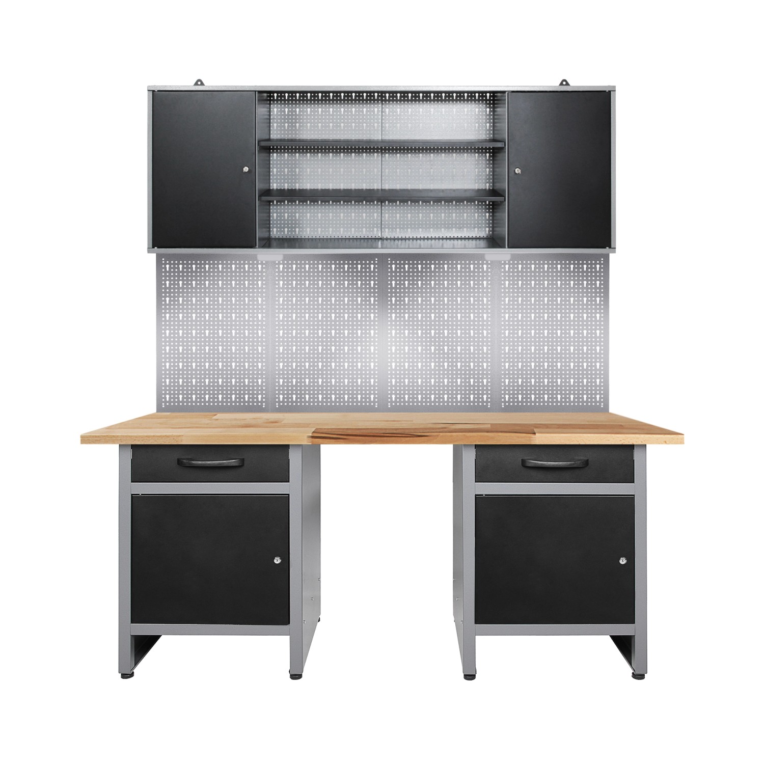 Ondis24 Werkstatt Set Wolle 160 cm mit Sitzraum LED Werkstatteinrichtung Werkbank