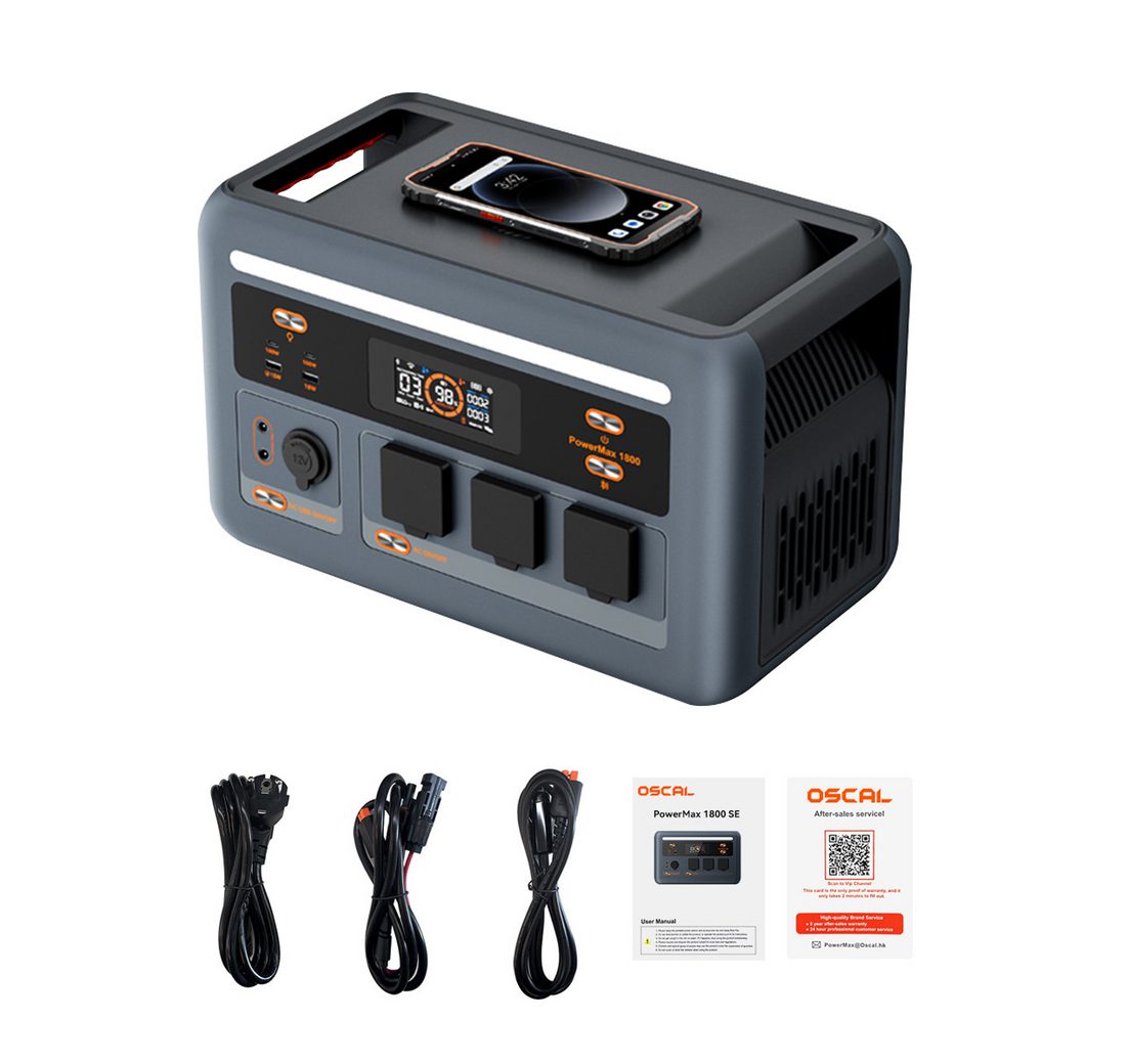 OSCAL Stromerzeuger PowerMax 1800W Powerstation 1024Wh/IP54 wasserdicht