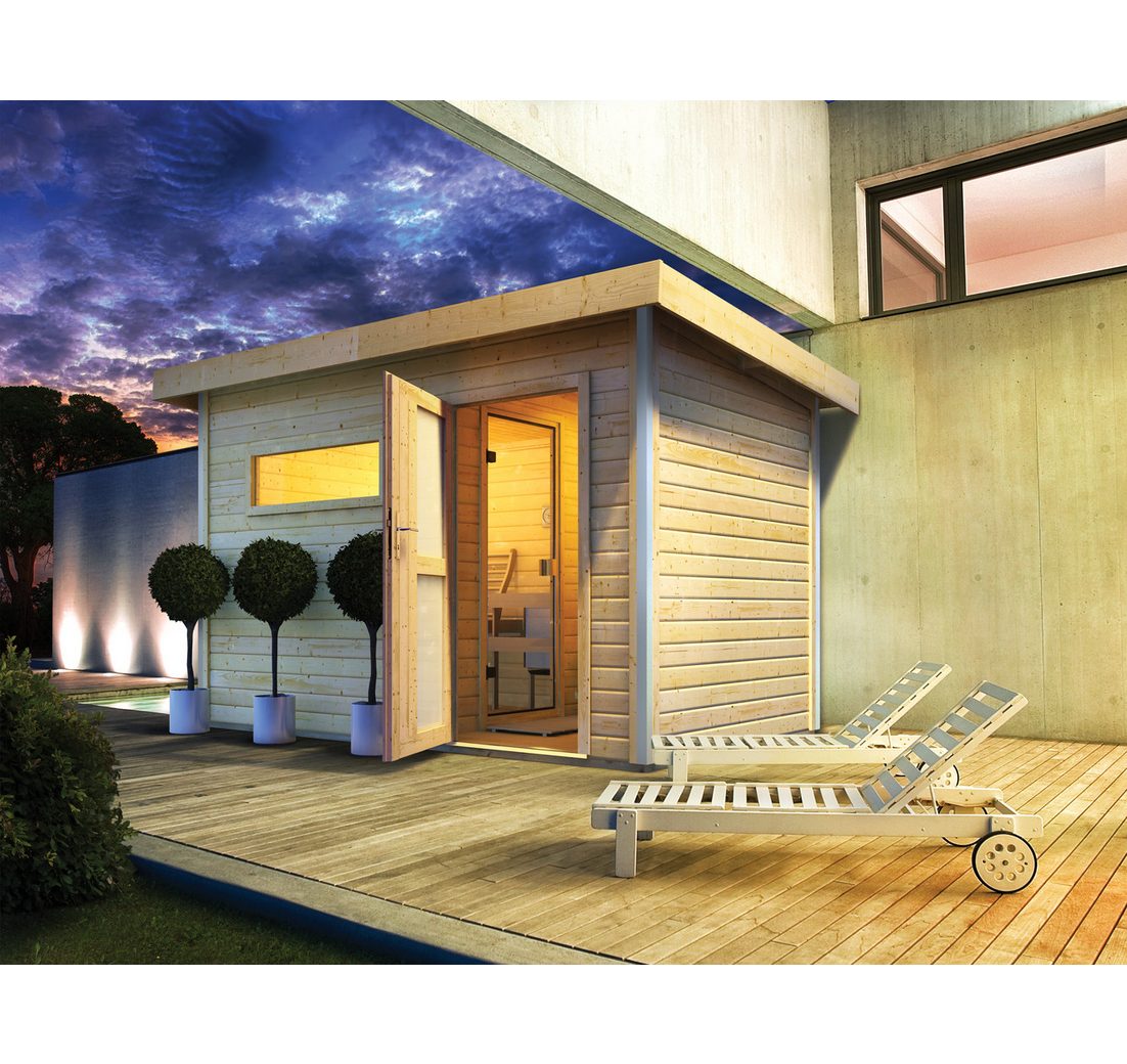Karibu Saunahaus »Simon 1« mit Milchglastür