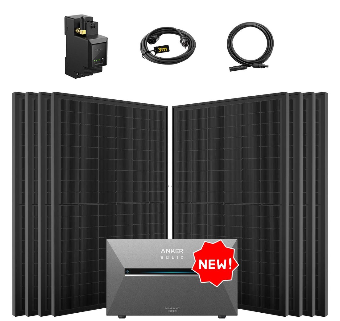 SolarMars Solaranlage 4000W Balkonkraftwerk mit Speicher Anker Solix Solarbank 3 E2700 Pro