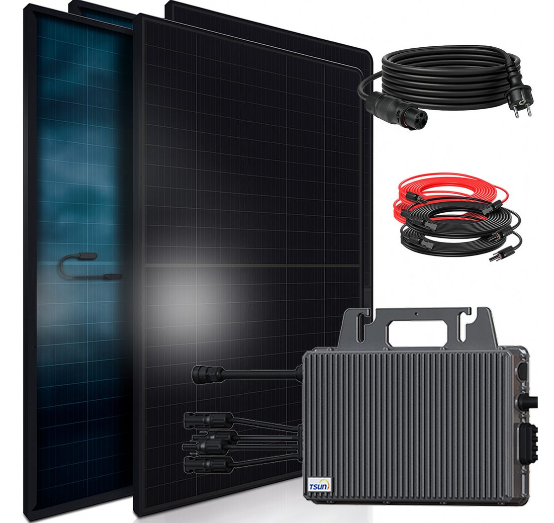 SUNNIVA Balkonkraftwerk 1840W BIFAZIAL FULLBLACK komplett Steckdose