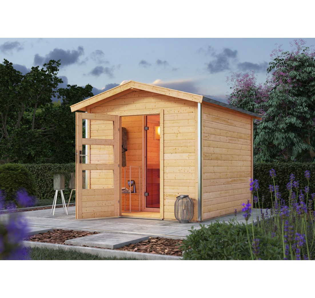 Karibu Saunahaus »Bosse 1« mit Vorraum und moderner Tür