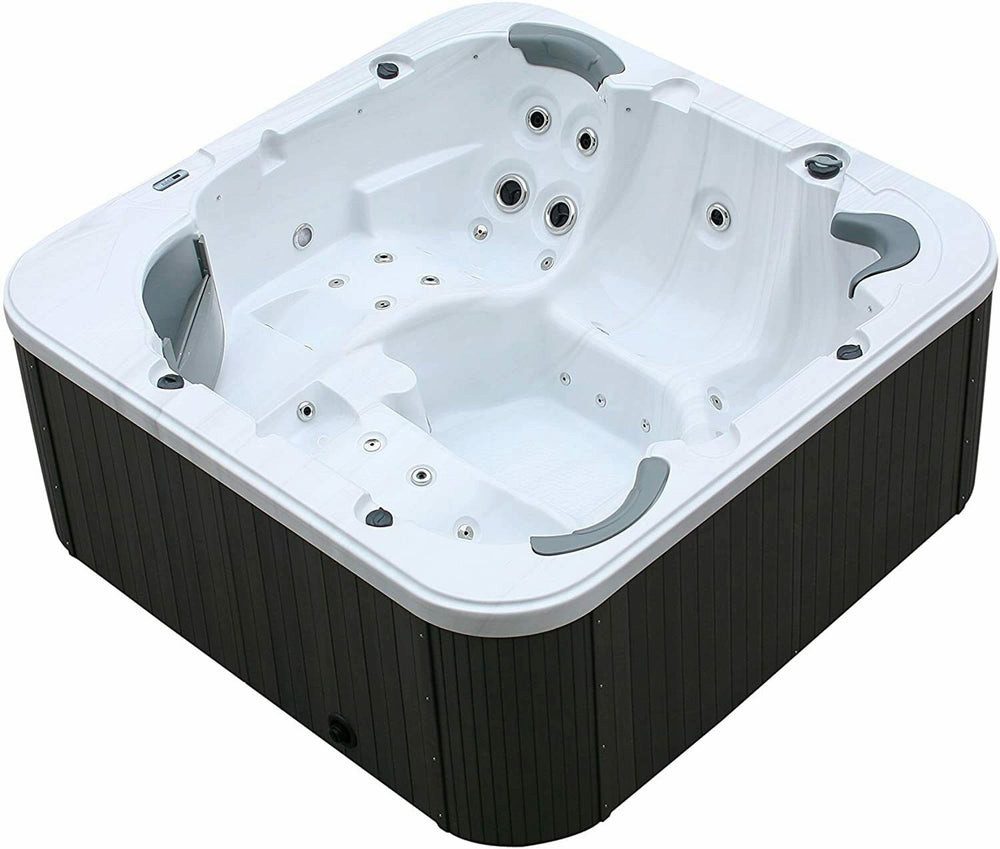 DEKO VERTRIEB BAYERN Whirlpool XXL Luxus SPA LED Whirlpool 215x215 Farblicht Outdoor Indoor Pool 5-Pe