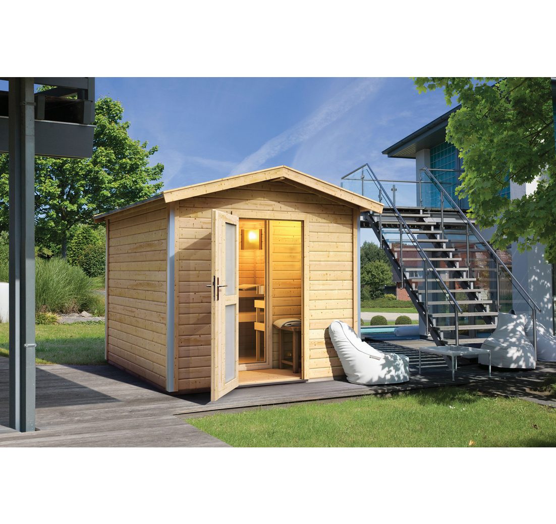 Karibu Saunahaus »Bosse 1« mit Vorraum und Milchglastür