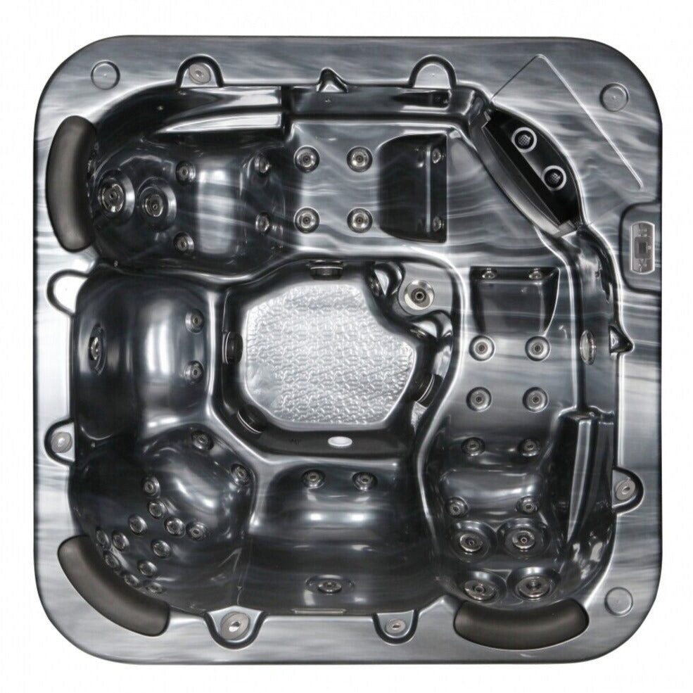 DEKO VERTRIEB BAYERN Whirlpool XXL Luxus SPA LED Whirlpool 215x215 Farblicht Outdoor-Indoor Pool 5 Pe