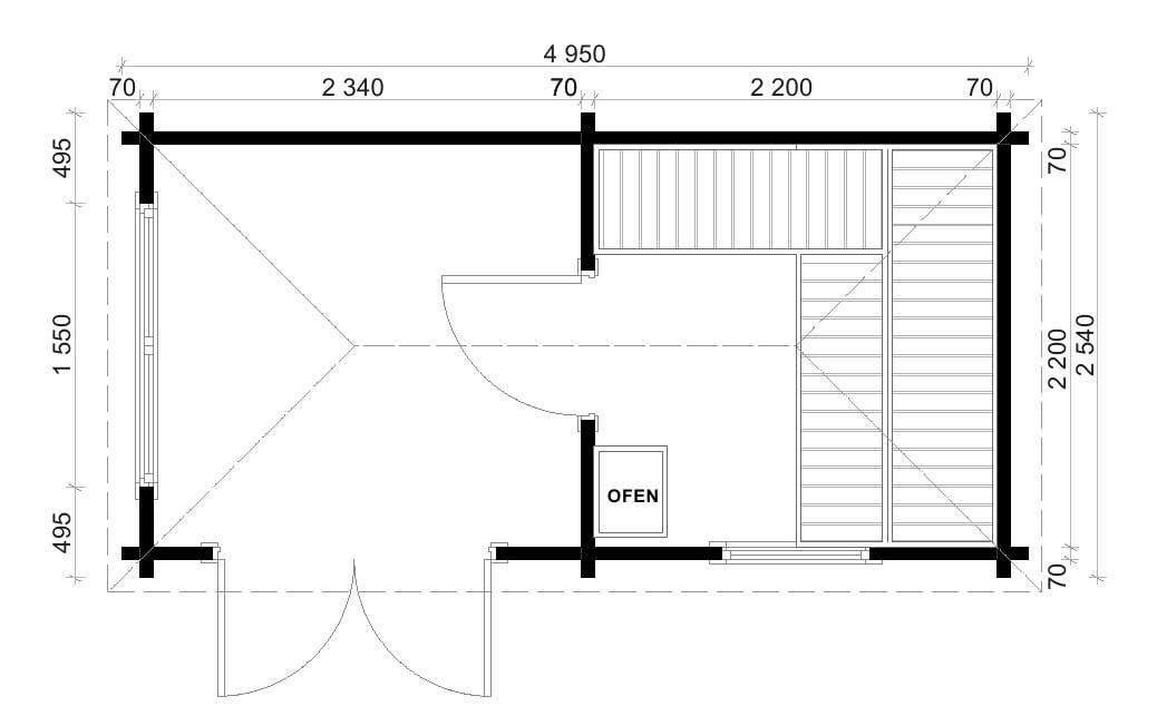 BxTxH: 508 x 274 x 263 cm