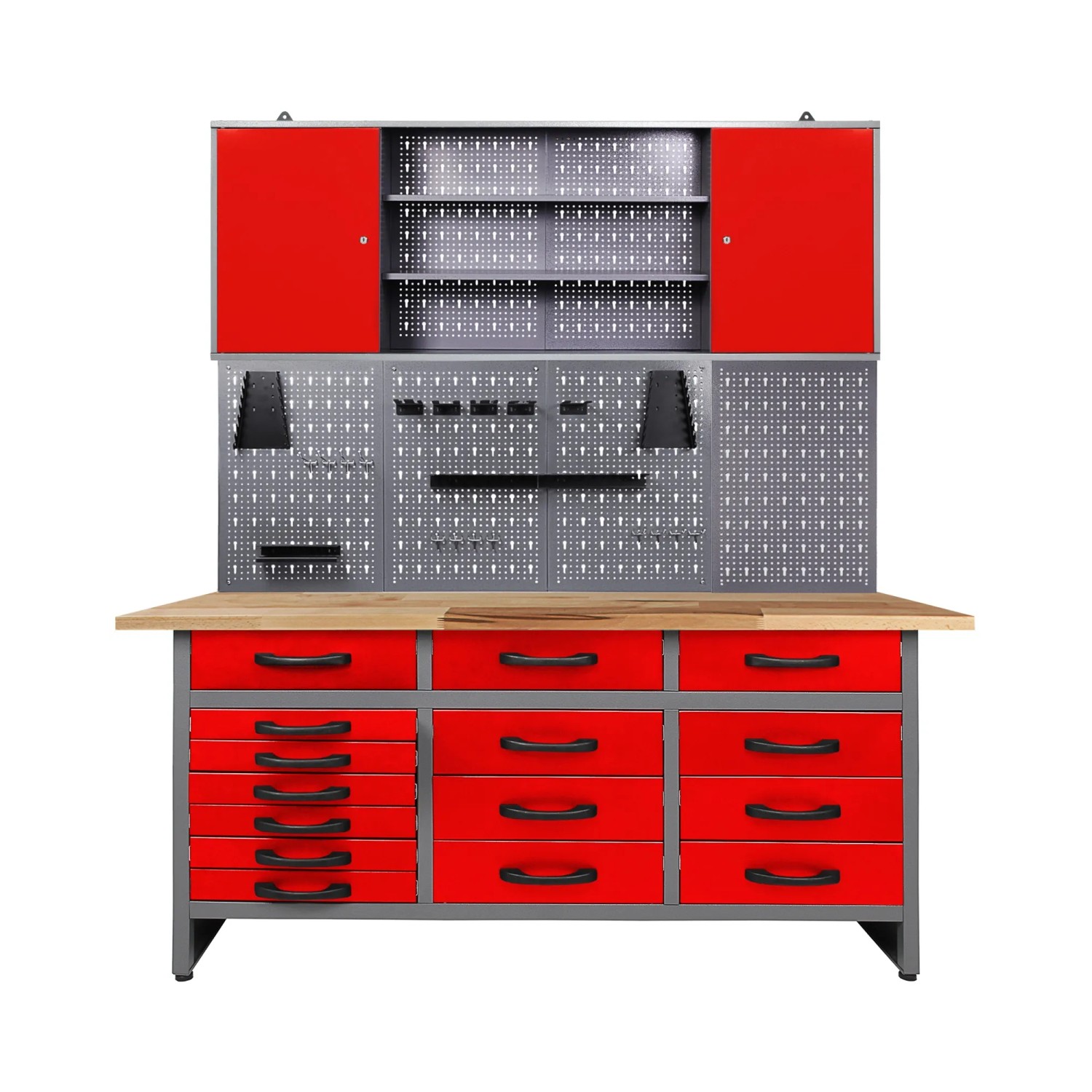 Ondis24 Werkstatt Set Konny 160 cm 1 Schrank Rot Werkstatteinrichtung Werkbank