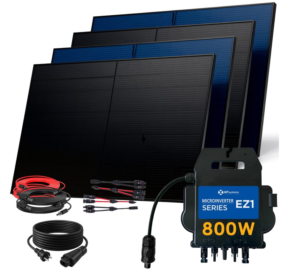 SUNNIVA Balkonkraftwerk 2000W BIFAZIAL FULLBLACK komplett Steckdose