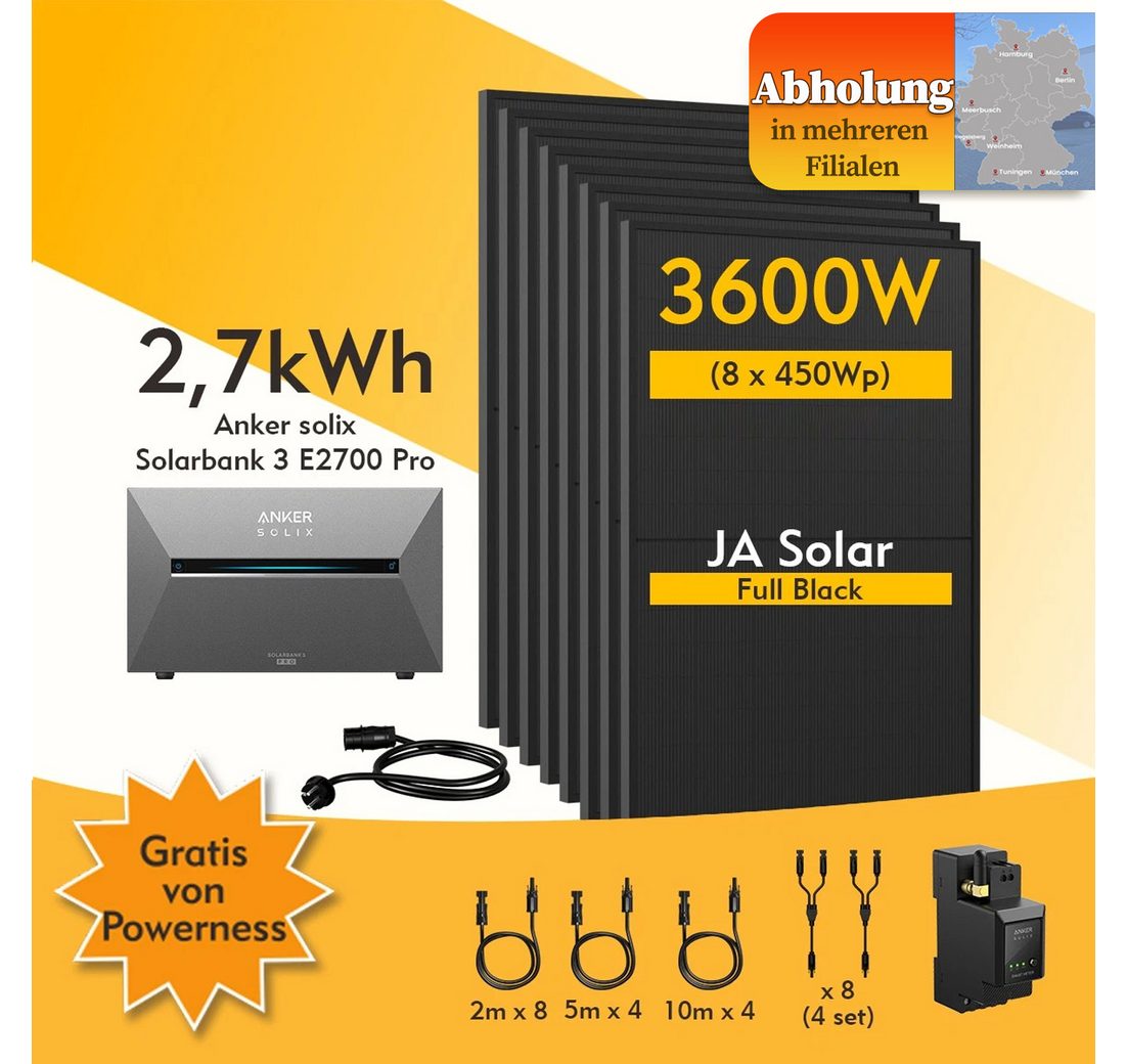 Anker Balkonkraftwerk 3600W Komplettset Solaranlage Anker SOLIX 3 E2700 Pro Speicher
