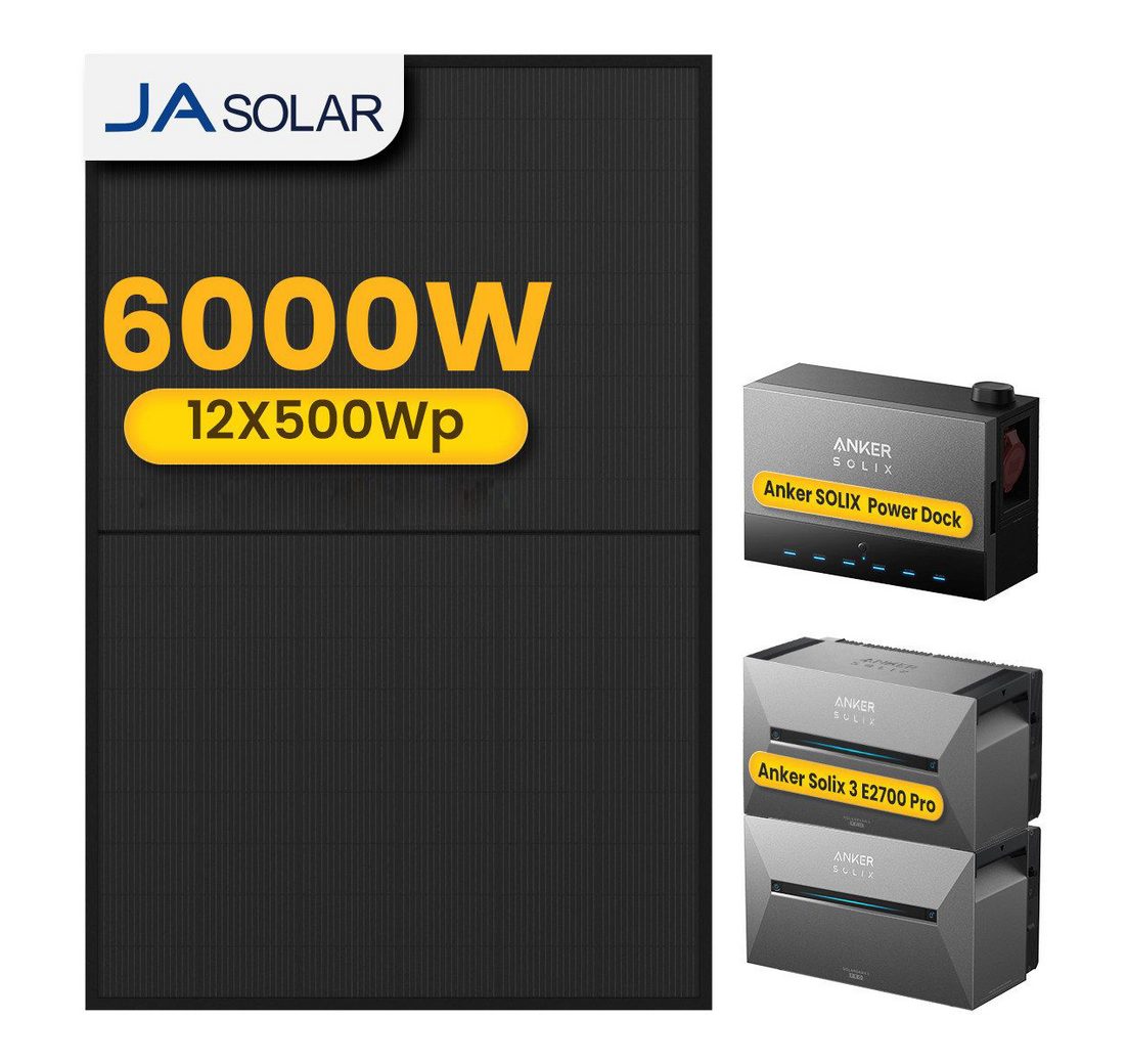 Anker Balkonkraftwerk 6000W Anker SOLIX Solarbank Power Dock mit Solarbank 3 Pro Speicher