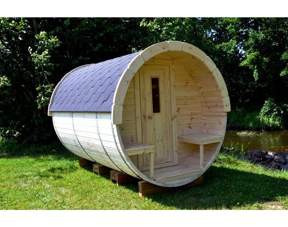 JVmoebel Saunahaus Saunafass aus Holz für entspannende Stunden im Garten