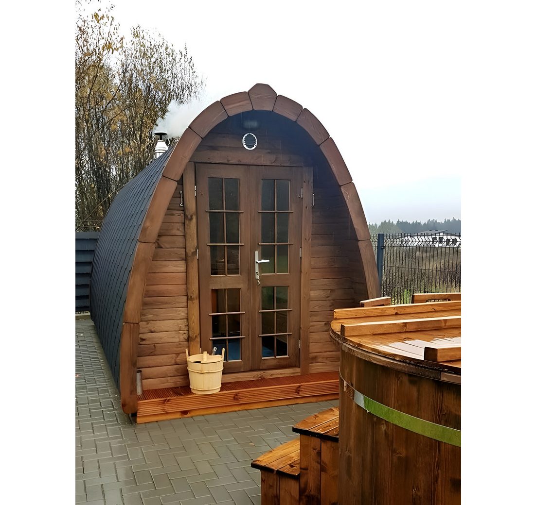 JVmoebel Saunahaus Holzsauna in Braun mit großzügigem Platzangebot für Wellness im Garten