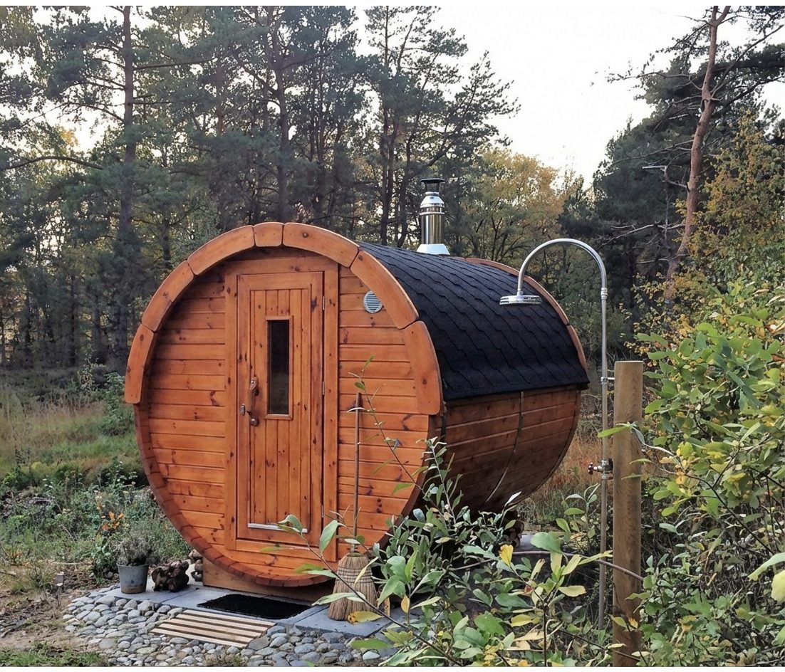 JVmoebel Fasssauna Saunafass Holzsauna Tonnensauna Gartensauna Fasssauna Braun