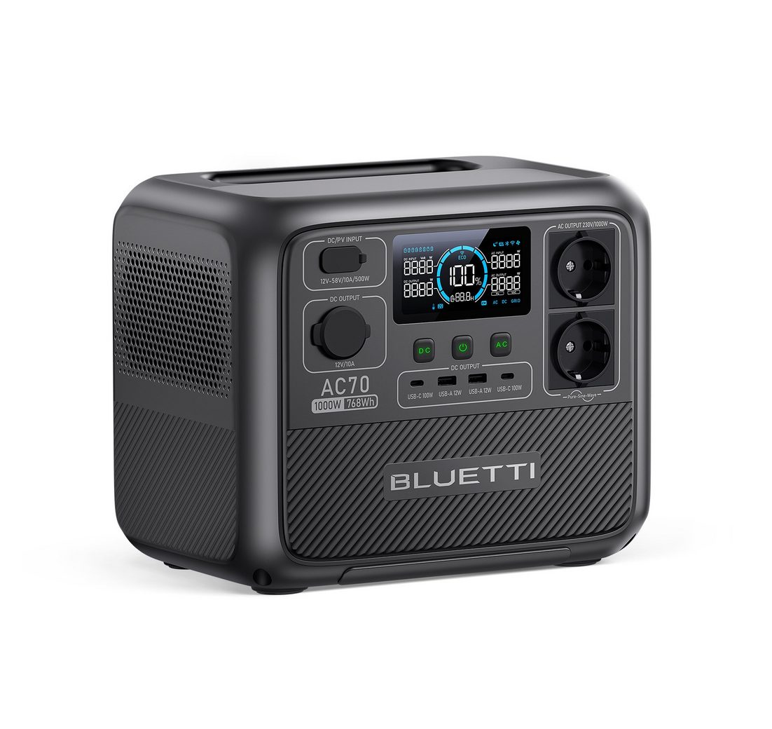 BLUETTI Stromerzeuger AC70 768Wh/1000W tragbarer Power Station