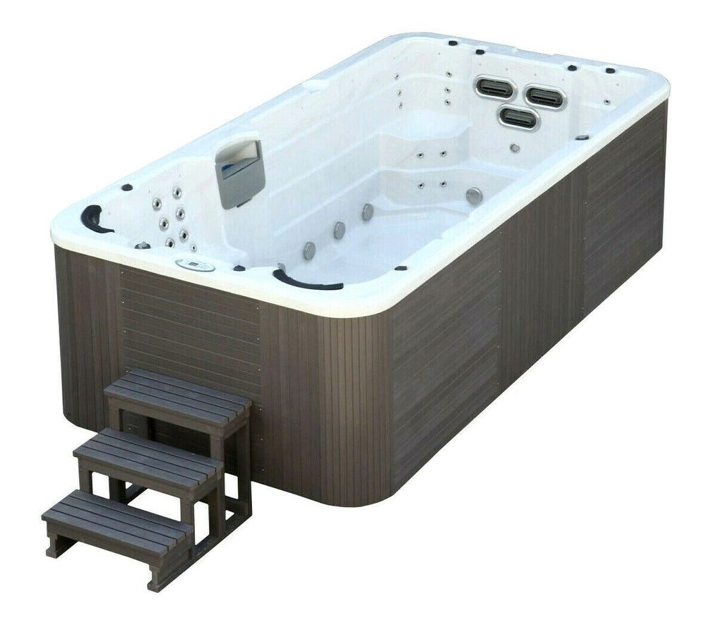 DEKO VERTRIEB BAYERN Whirlpool XXL Luxus Led Swim Spa 445x230 SET Whirlpool+Gegenstromanlage Outdoor