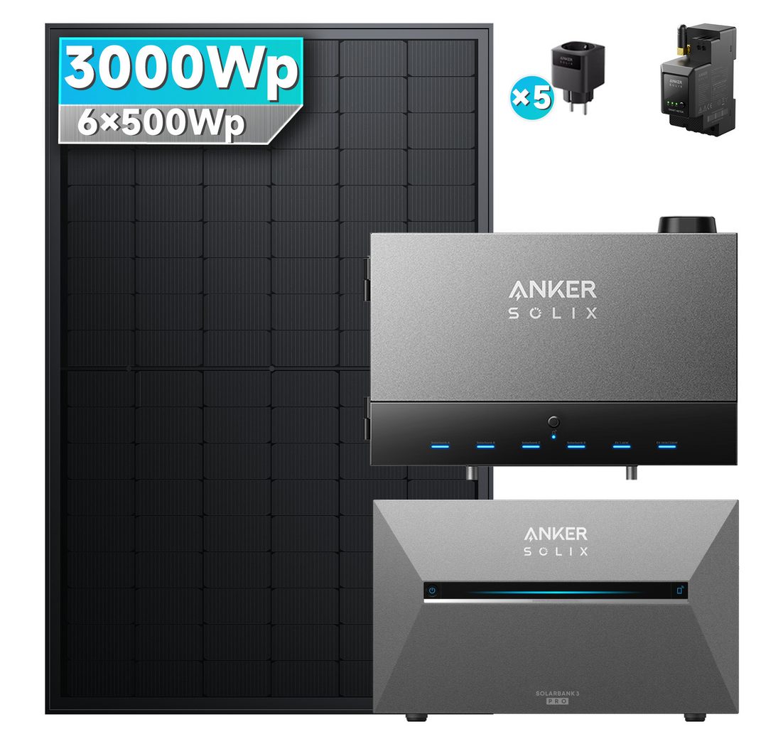 SolarMars Balkonkraftwerk mit Speicher 3000W mit Power Dock Solarbank Multisystem