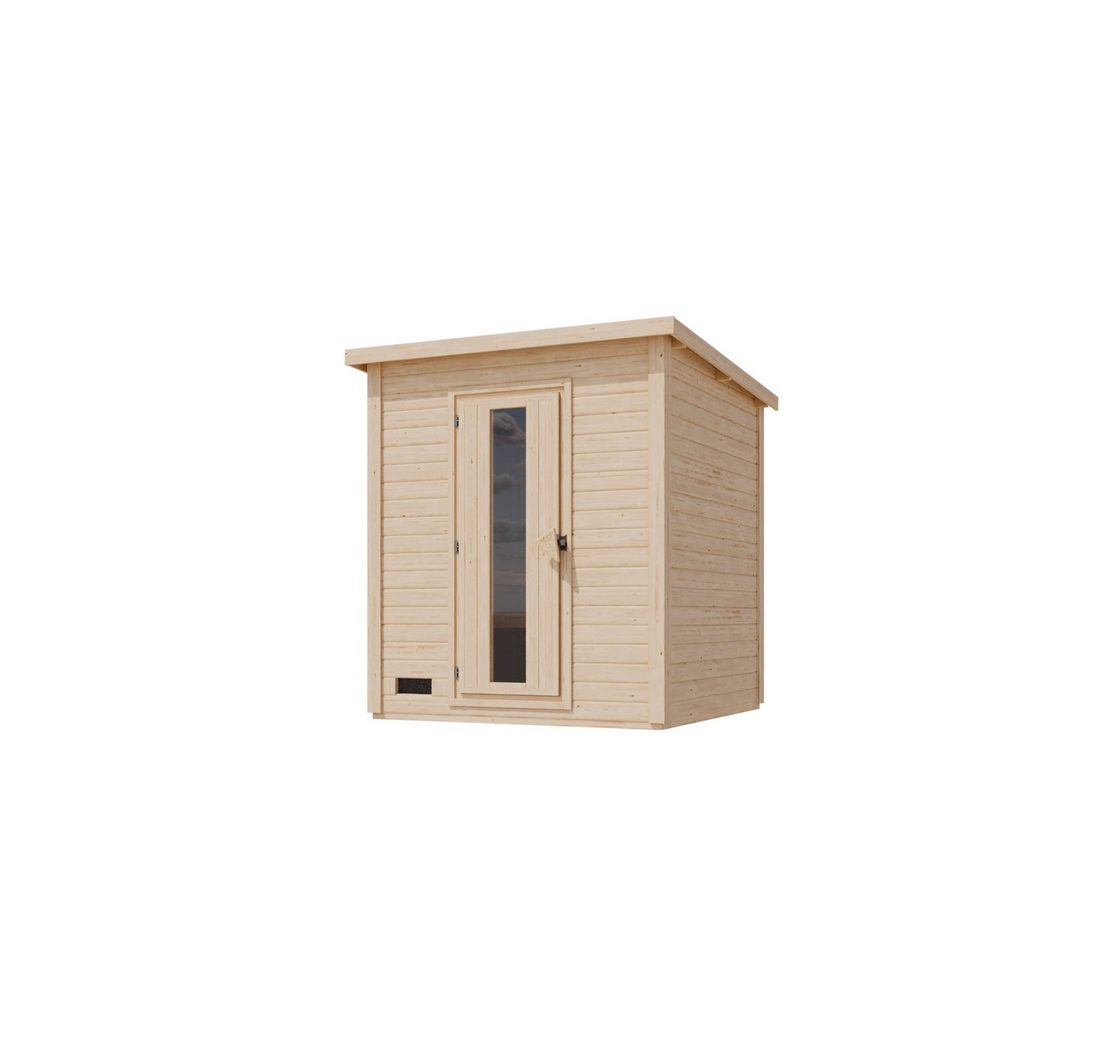Karibu Saunahaus Karibu 38 mm Saunahaus Melo 2 naturbelassen mit Ofen 9 kW