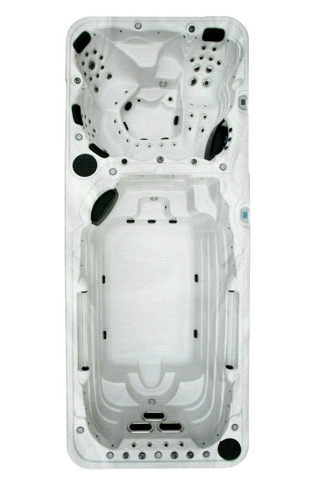 DEKO VERTRIEB BAYERN Whirlpool XXXL Luxus Led SwimSpa 580x230 Whirlpool Gegenstromanlage Outdoor Schw