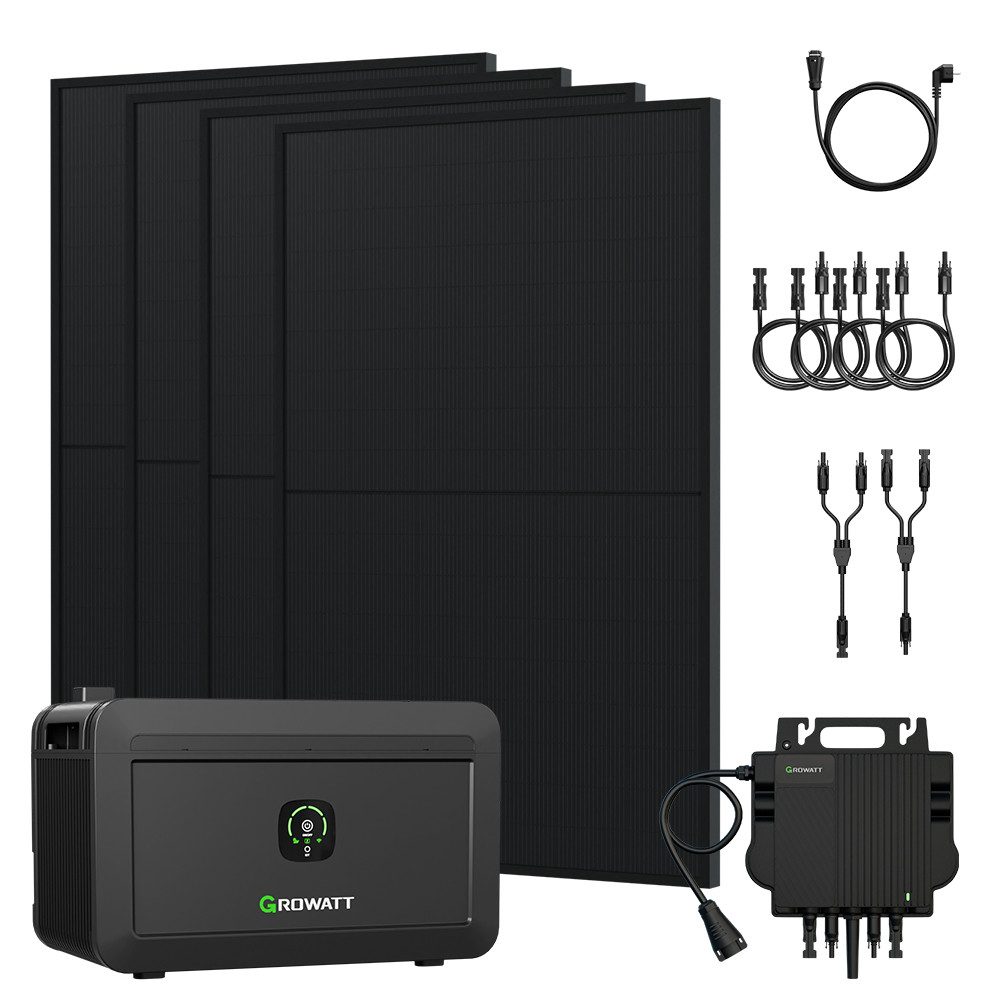 Growatt Balkonkraftwerk 1800W Growatt NOAH 2000 Speicher mit Wechselrichter und Zusatzsakku