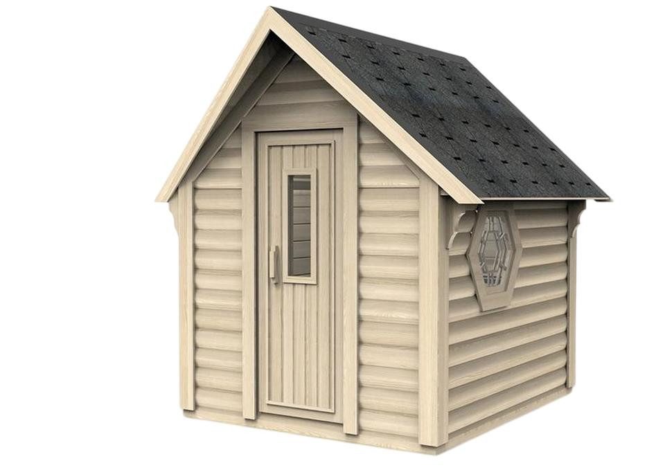 JVmoebel Saunahaus Trockensauna aus Holz in Beige mit Glas für den Garten