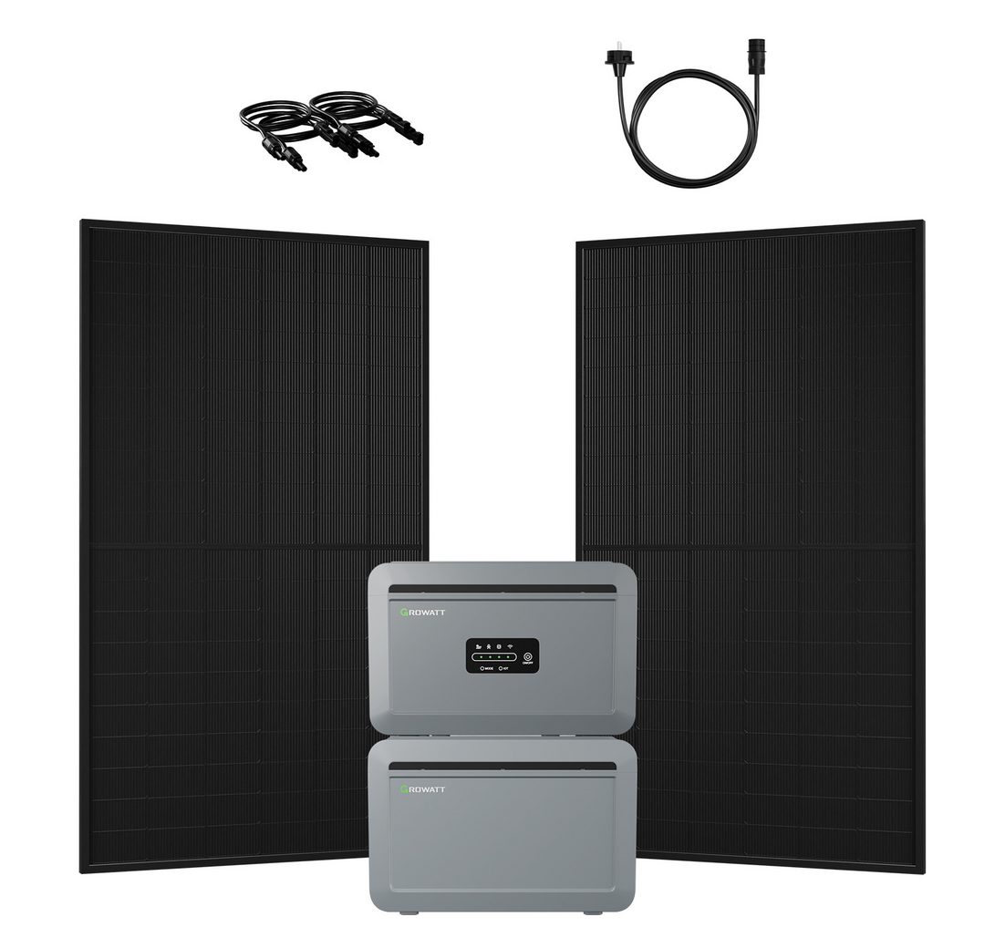 Growatt Balkonkraftwerk 1000W Bifazial PV mit Speicher 4096Wh Growatt NEXA 2000 All-in-One LFP