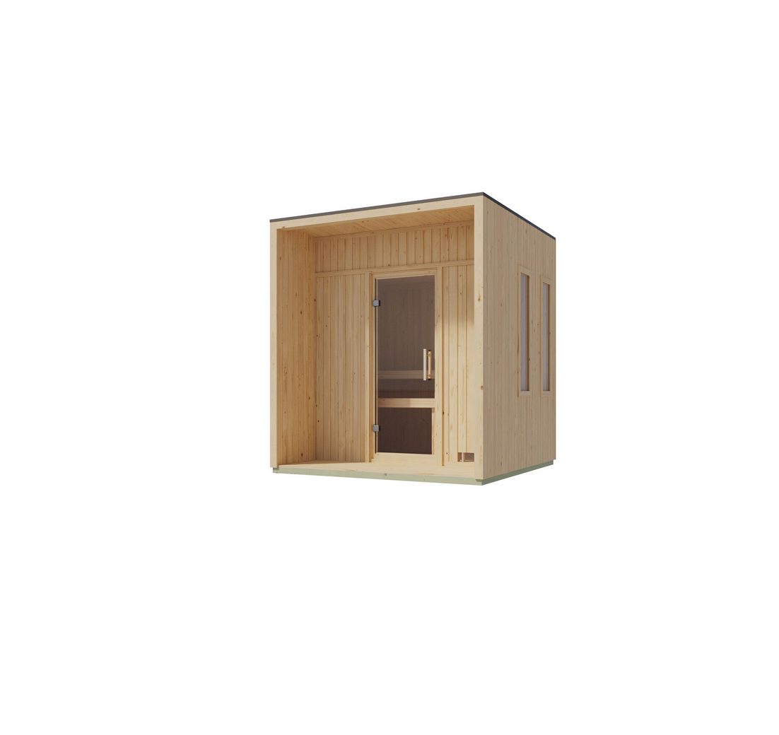 Karibu Saunahaus Nadira natur oder schwarz inkl. Saunaofen 9kW