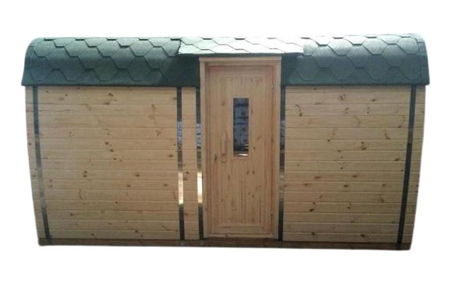 JVmoebel Saunahaus Fasssauna aus Holz in Braun für entspannende Stunden im Garten