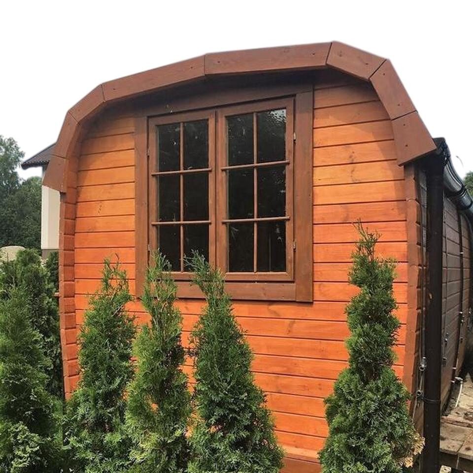 JVmoebel Saunahaus Holzsauna aus Kiefernholz in Braun mit großer Fensterfront